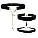Gothic Black Velvet Choker with Amethyst Teardrop Crystal Pendant – Fashionable Stretchy Choke Necklace With Adjustable Click & Slide Closure – Accessory Christmas Gifts For Girls, Teens & Adult Women
