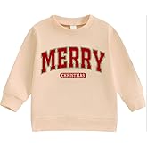 Tewmeu Christmas Outfit for Toddler Baby Girl Boy Christmas Sweatshirt Casual Crewneck Sweater Long Sleeve Pullover