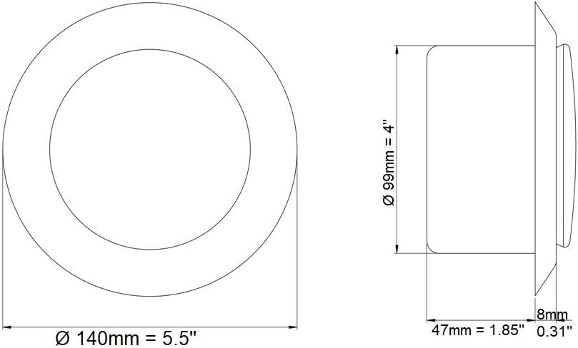 diameter 100mm / 4'' Adjustable Diffuser - Air Exhaust Valve - Ventilation Ducting Cover - Metal - White - Image 3