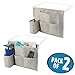 mDesign Bedside Storage Organizer Caddy Pocket - Slim Space Saving Design, 4 Pockets - Heavy Cotton Canvas - Holds Water Bottles, Books, Magazines - 2 Pack - Light Gray/Wire Insert in Satin