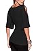 Annflat Women's V Neck Cold Shoulder Trumpet Sleeve Wrap Top T-shirts Medium Black