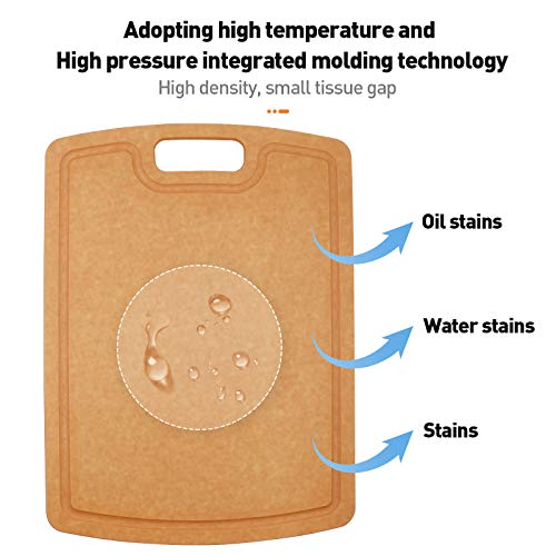Houselog Wood Fiber Cutting Board Natural Slate Non-Slip, Juice Grooves,Chopping Board for Kitchen Dishwasher Safe (14.5X10.8inch)