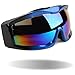 Tactical Windproof Cycling Googles Uv400 Motorcycle Ski Snowboard Goggles Eyewear Sports Protective Safety Glasses with Extra Long Adjustable Strap (Blue Frame Colorful Lens)
