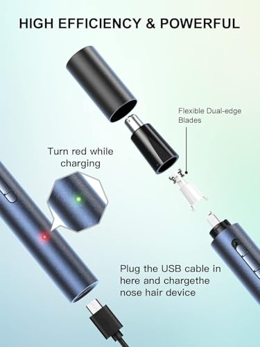 2025 Rechargeable Nose & Ear Hair Trimmer, 3 in 1 Multipurpose Rechargeable USB Trimmer for Men & Women,Facial & Eyebrow Hair Removal Tool, Powerful Motor, Painless, Easy to Clean, IPX7 Waterproof