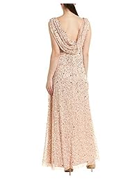 Adrianna Papell vestido largo sin mangas con cuentas en la parte posterior de la boina para mujer