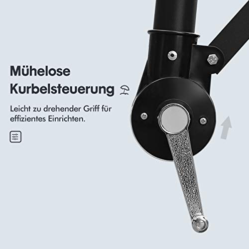 Sekey® Ampelschirm 300 cm Sonnenschirm Gartenschirm Kurbelschirm mit Kurbelvorrichtung Sonnenschutz UV50+ – Bild 4