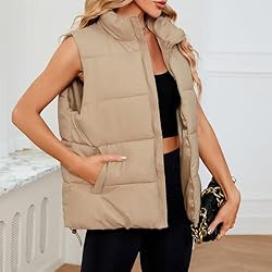 Century Star Khaki Puffer Vest for Women's