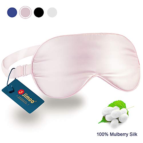 Natural Silk Sleep Mask, Super-Smooth & Soft Eye Mask with Adjustable Strap, Blindfold, Perfect Blocks Light, Pressure Free for A Full Night's Sleep (Pink) - Thumbnail 7