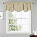 PONY DANCE Valance Window Curtains - Window Drapes Short Tiers Home Decor Window Scalloped Valances Rod Pocket Panels for Bedroom, 42 W x 18 L inches, Biscotti Beige, Set of 4