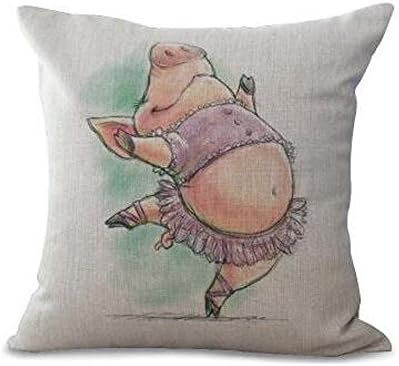 Oil painting livestock animal cattle pig Cotton Linen Throw pillow cover Cushion Case Holiday Decorative 18"X18" (7)