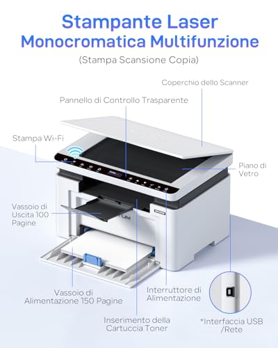 PANTUM BM2309W Multifunction Laser Printer WIFI Black and White, 20 ppm, Bluetooth, USB 2.0, Print, Copy and Scan for Home Small Home Offices
