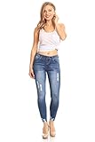 K's more Woman's Juniors Casual Destroyed Ripped Distressed Skinny Denim Jeans
