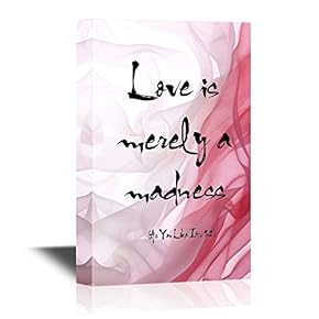 Shakespeare Quotes Canvas Wall Art - Love is Merely a Madness - Gallery Wrap Modern Home Art | Ready to Hang - 12x18 inches