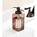 mDesign Decorative Square Glass Refillable Liquid Soap Dispenser Pump Bottle for Bathroom Vanity Countertop, Kitchen Sink - Holds Hand/Dish Soap, Hand Sanitizer, Essential Oils - Sand Brown/Bronze