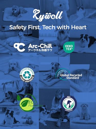 Rywell Dog Cooling Mat, 44”x32” Super Thick & Reversible Cooling Mat for Dogs, Arc-Chill 3.0 & PCM for Long-Lasting Cool and Color-Changing (Q-Max > 0.5), All-Season Use & Portable for Travel