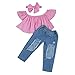 ViWorld Toddler Baby Girls Short Set Kid Off Shoulder Tops Denim Pants Jeans 3PCS Outfits Set (Pink, 80(1-2Years))