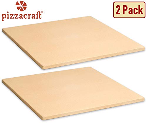 Pizzacraft 15" Square ThermaBond Baking/Pizza Stone - For Oven or Grill, 2 Pack