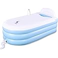 Portable Plastic Bathtub,Folding Spa BathTub for Adults, Freestanding Soaking Tub Non-Inflatable Ice Bath Tub, Thickened Thermal Foam to Keep Temperature (Inflatable Bathtub)