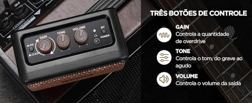 VEDO Amplificador de guitarra Aroma Mini de 5W, amplificador compacto para guitarra elétrica, ideal para prática, com Bluetooth e canais Clean e Overdrive. Portátil.