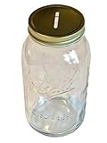 1 Mason Jar with Slotted Lid Insert Wide Mouth Half Gallon 64oz Piggy Bank for All Ages