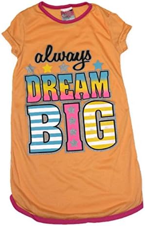Sweet N Sassy Big Girls' Always Dream Big Flame resistant Fabric Nightgown Orange Size 4