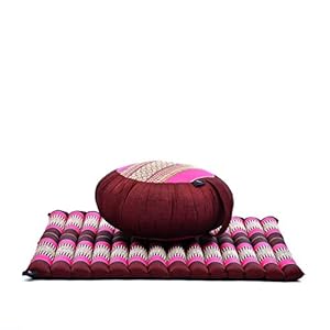 Set de meditación: Almohada Redonda de Zafu y cojín de Suelo Cuadrado Grande de Zabuton Orgánico Naturalmente Ecológico, Capok