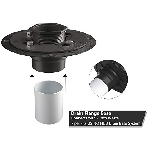 Ushower Square Shower Drain 4 Inch, Tileinsert Matte Black Stainless