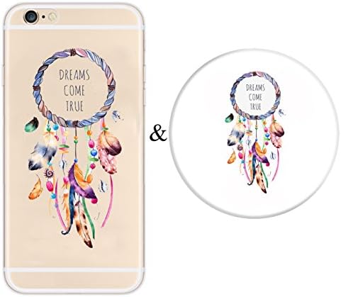 iPhone 8 Plus Case and Expanding Stand Set,Karri CC Dreamcatcher Floral Prints Clear Flexible Soft TPU Cover and Multifunction Grip Pop Mount Socket for iPhone 8 Plus