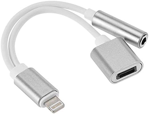2 in 1 iphone 7/7 Plus adapter, (with Lightning Port Charging + 3.5 mm Port),Listen to Music with Favorite Headphone and Charge Your iPhone7 At the Same time(Silver)