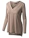 TWINTH Womens Long Sleeve V-Neck T-Shirts Medium Weight Side Slit Top