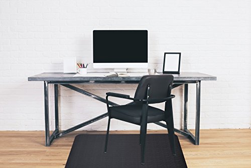 Office Chair Mat for Hard Floor : 35x47 inches Straight Edge Rectangular Sturdy Multi-Purpose Polyethylene + EVA Desk Mat for Home & Office Floor Protection - Black
