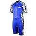 Kids Wetsuit Shorty Thermal Swimsuit, 2mm Neoprene Wetsuit One Piece Front Zip for Boys Toddler Youth Swimming Surfing Diving Snorkeling, SS005 (Blue, 4)