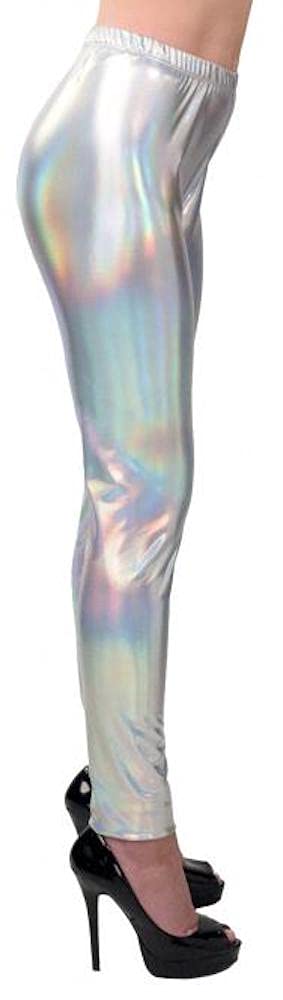shoperama Space Leggings with Iridescent Metallic Shimmer Women's Trousers 80s 90s Costume Accessory Size L/XL