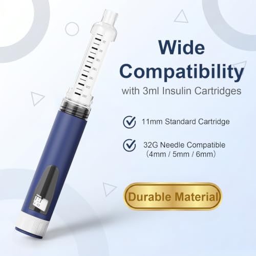 Aisisree Reusable Insulin Pen 1-80 pcs with 5 Cartridges 2ml | Adjustable dose | Compatible with 2ml cartridges | Storage box included | Quality materials | Lightweight and portable