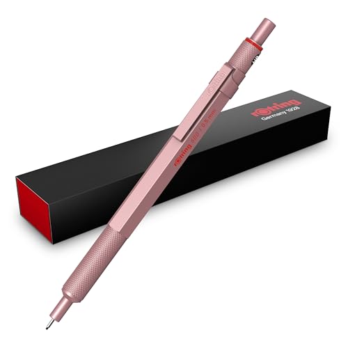 rOtring 600 Druckbleistift | HB-Mine0,5 mm | Drehminenstift mit Vollmetallgehaeuse | Schokoladenbraun | Rutschfestegeraendelte Griffzone und Rosegold