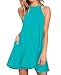 Sarin Mathews Women's Halter Neck Sleeveless Casual Swing T-Shirt Loose Dress Acidblue XL