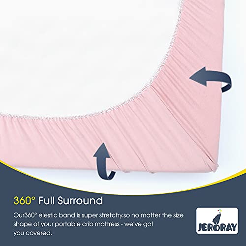 Pack n Play Playard Sheets JERORAY for Girls and Boys,2 Pack Stretchy