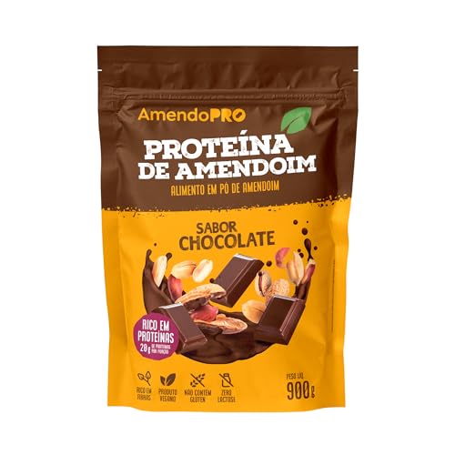 AmendoPro – Pó de Proteína de Amendoim – Nutrição Vegetal com Alto Teor de Proteína – Rico em Fibras e Minerais Essenciais (900 g, Chocolate)