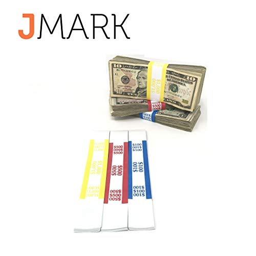 Money Bands Currency Sleeves Straps - Made in USA (Pack of 330) Self-Adhesive Assorted Money Wrappers for Bills Color Coded Wraps Meets ABA Standards, 7.5 x 1.25 inches - Counter Recyclable Kraft Pape
