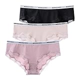 MOONSJONES Women's 3 Pack of Cotton Lingerie Stretch Underwear Sexy Lace Hipster Panties (3XL/US-XL)