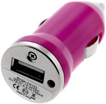 Mini USB Car Charger Vehicle Power Adapter (Pink)