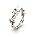 iLH® Clearance Rings,ZYooh Women Floral Transparent Diamond Flower Vine Leaf Rings Engagement Wedding Rings Jewelry Gift (Silver, 10)