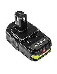 P108 - Batería de repuesto para Ryobi (18 V, ion de litio, P107, P102, P103, P105, P107, P108, P109, P104, Ryobi One, incluye indicador LED, 2,5 Ah)