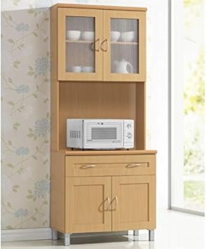 Amazon Com Pemberly Row Kitchen Cabinet In Beech China Cabinets