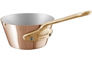 Mauviel M'Minis 1 mm Copper & Stainless Steel Mini Chef Pan With Pouring Edge & Brass Handle, 3.54-In, Made in France