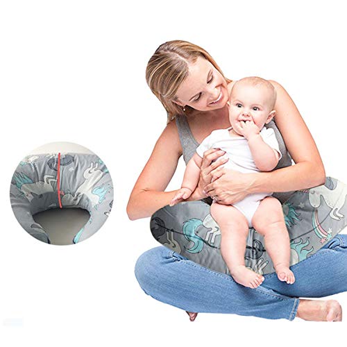 VERNASSA Nursing Pillow, Breastfeeding Baby Support Pillow| Newborn Infant Feeding Cushion | Portable for Travel (Grey Unicorn) - Thumbnail 6