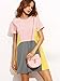 SheIn Women's Cute Short Sleeve Pockets Color Block Casual Swing Tunic Dress Large Mulitcolor