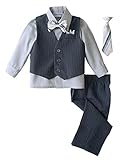 Spring Notion Baby Boys' 5 Piece Pinstriped Vest Set Grey 18 Months