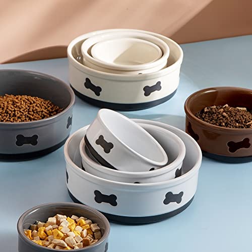 Sweejar Ceramic Dog Bowls with Bone Pattern, Dog Food Dish for Small