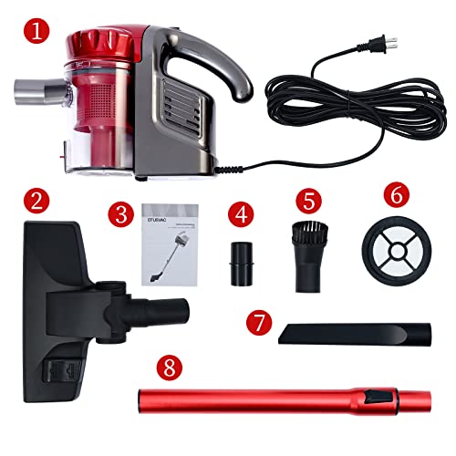 EFUSVAC Vacuum Cleaner, 4 in 1 Lightweight Handheld Corded Stick Vacuum for Pet Hair Hard Floor and Carpet, 17KPa Powerful Suction with 600W Motor